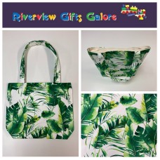 Medium Tote Bag - Tropical Leaves on White